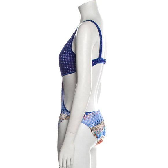 MISSONI Trikini Printed One-Piece Swimsuit in Blue Size: M | US8, IT44 - Picture 4 of 5